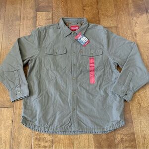 COLEMAN Men’s size LARGE Driftwood Fleece Lined Canvas Shirt Jacket NEW